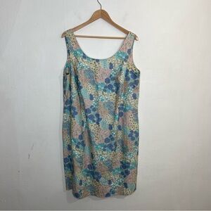 Vintage Newport News Pastel Floral Linen Sheath Dress Size 18W